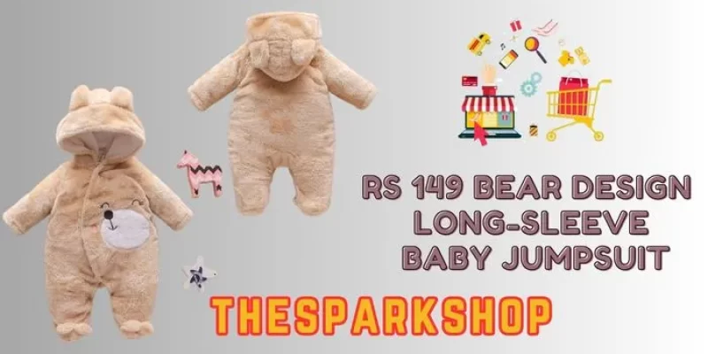 Rs 149 Bear Design Long-Sleeve Baby Jumpsuit Thespark Shop