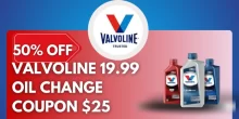 50% Off Valvoline 19.99 Oil Change Coupon $25