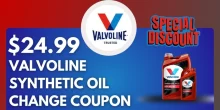Valvoline $24.99 Synthetic Oil Change Coupon 2025 